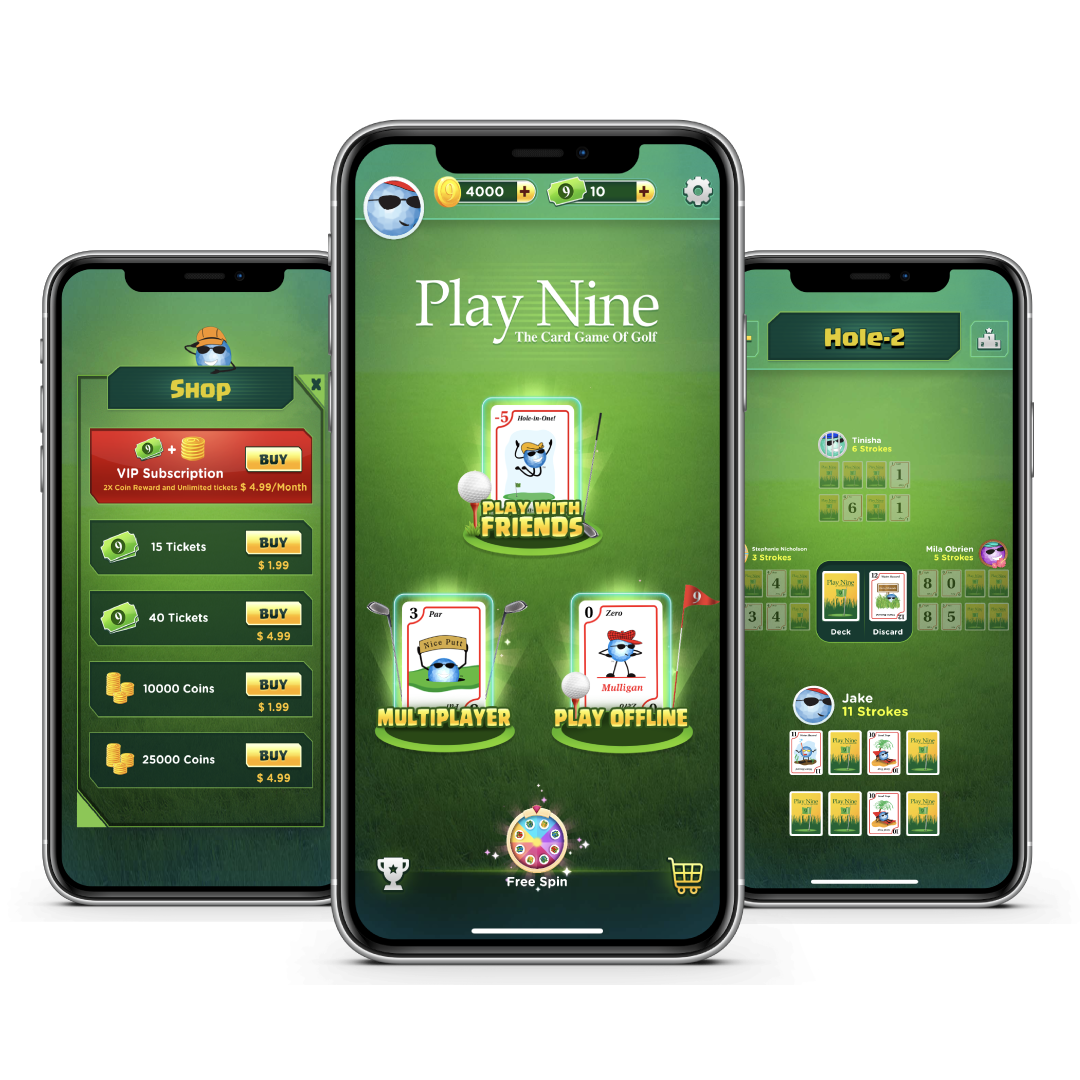 Play Nine the card game of golf mobile app video