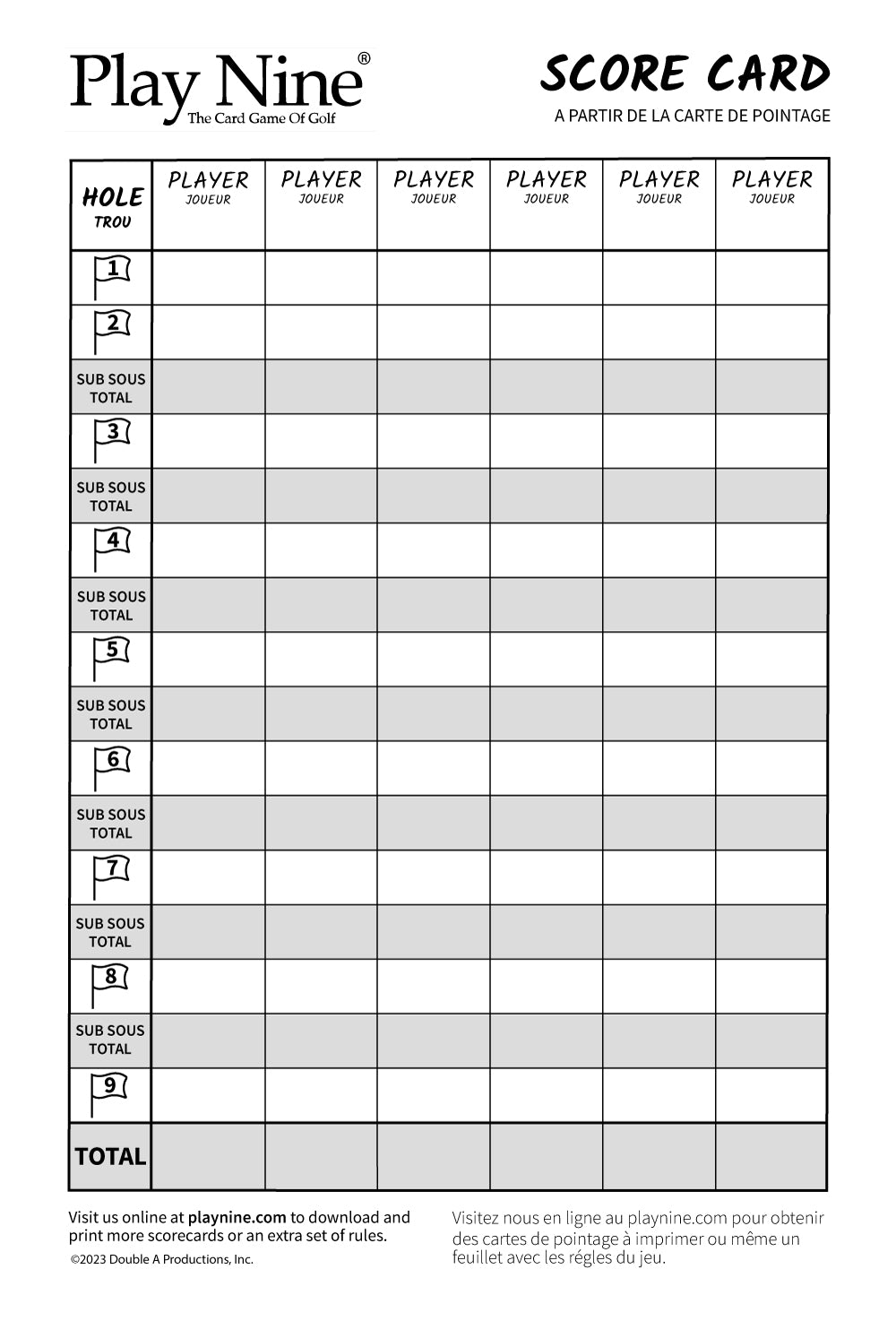 grade card Original Play Nine: Scorecard Sheet Pad | 3 Pack